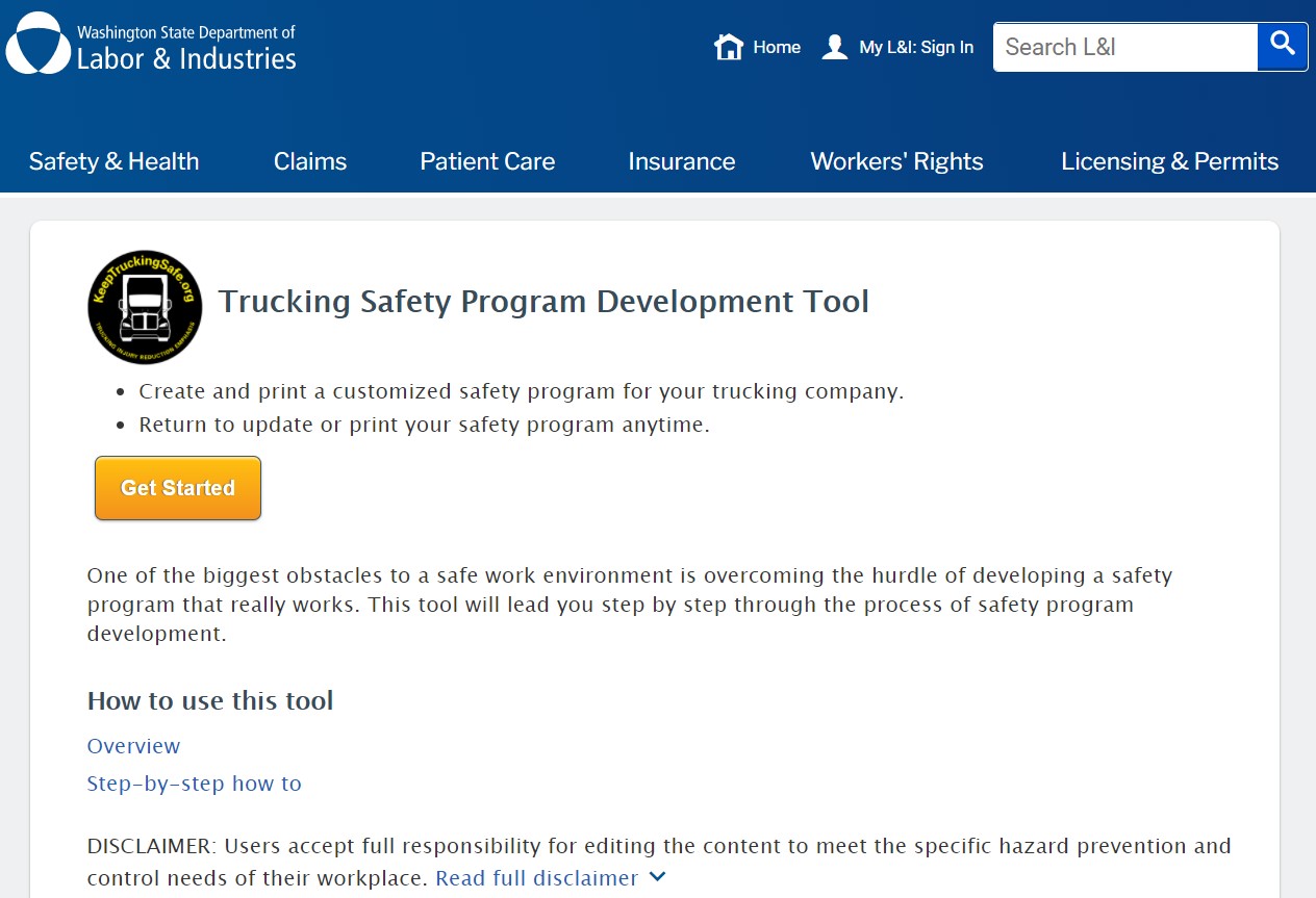 Trucking Safety Program Development Tool